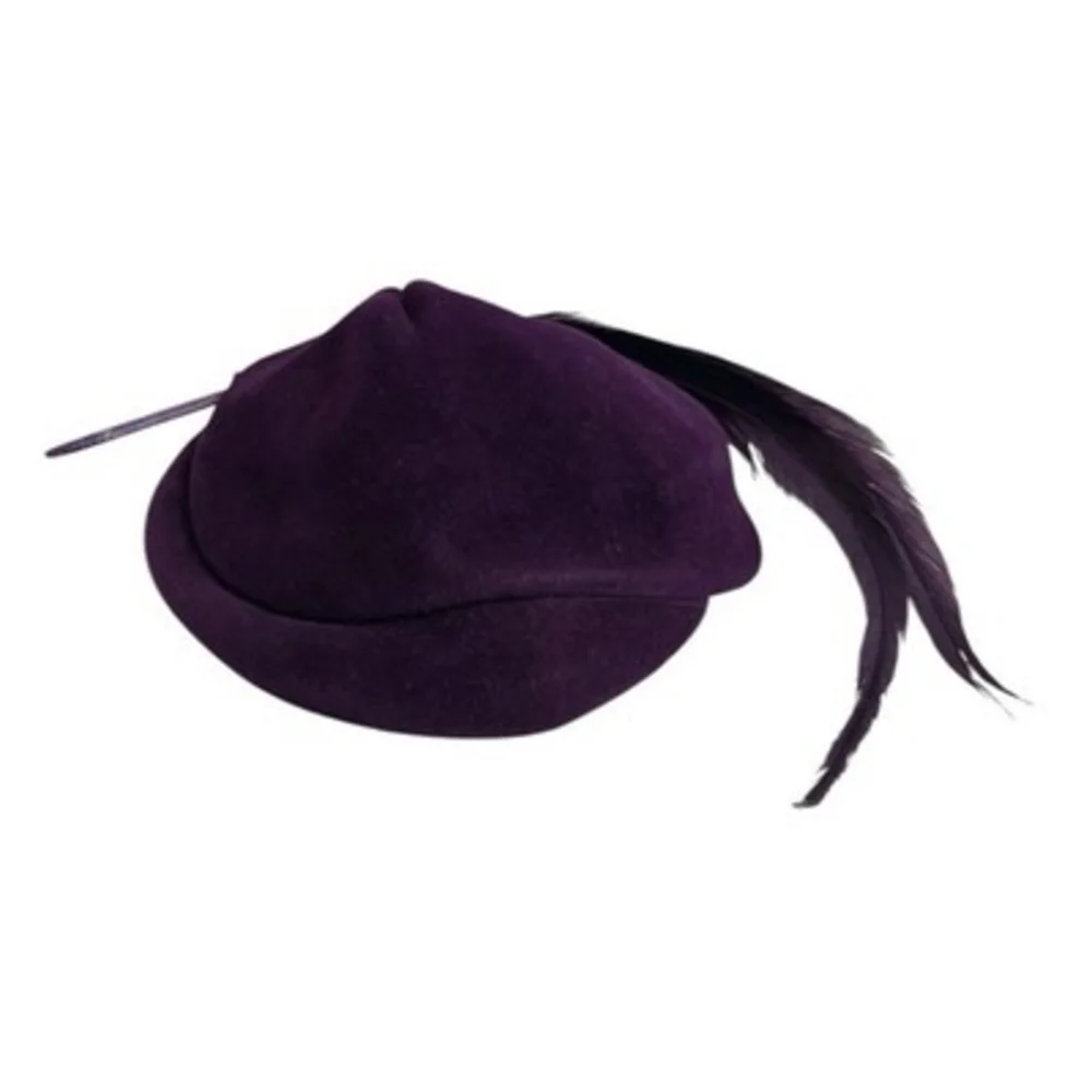 Vintage The Emporium Purple Wool Felt Feather Turban Hat Women’s Dress Hat VG